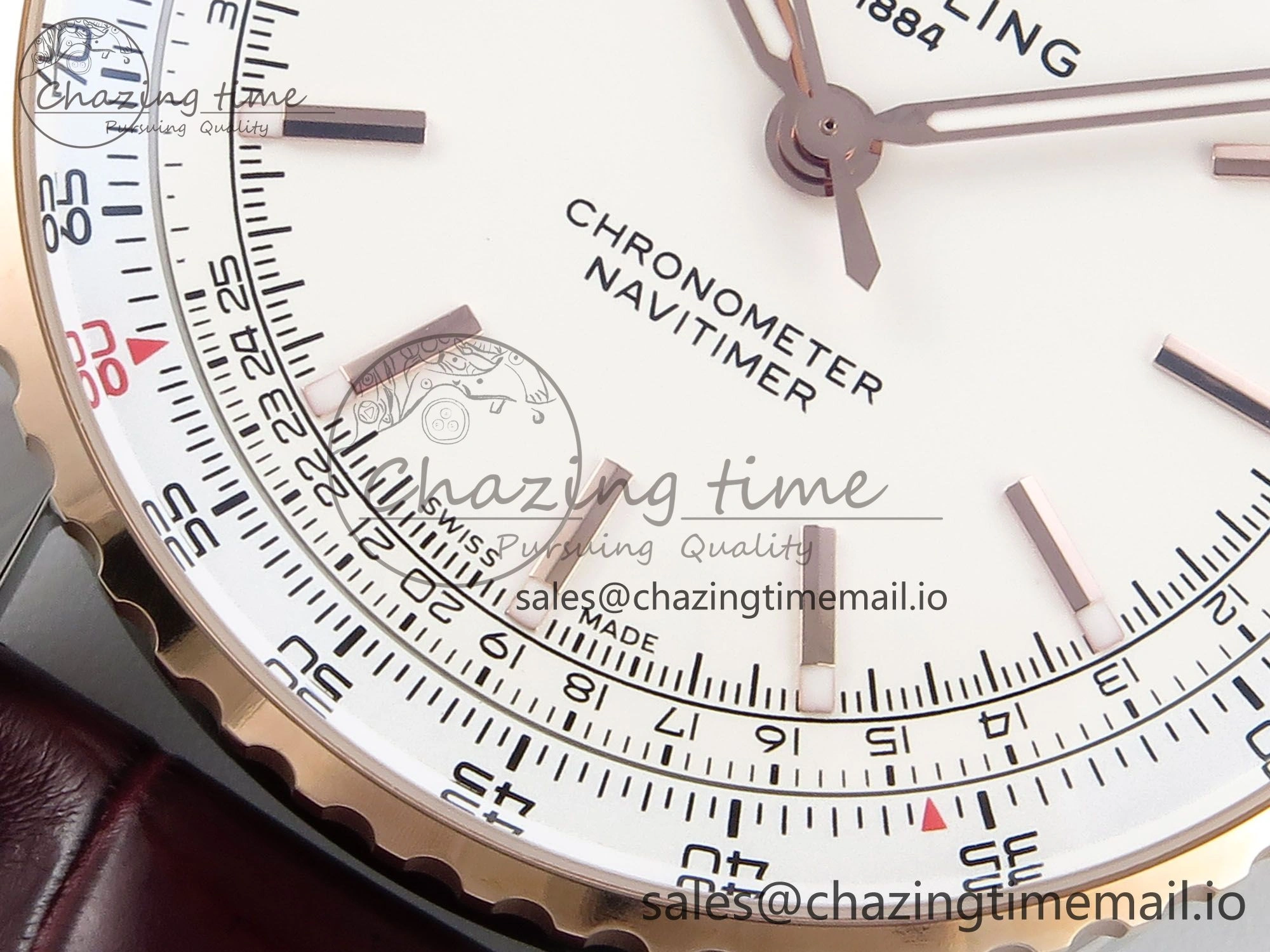Navitimer 1 RG SS 41mm TF 1:1 Best Edition White Bezel White Dial on Brown Leather Strap A2824