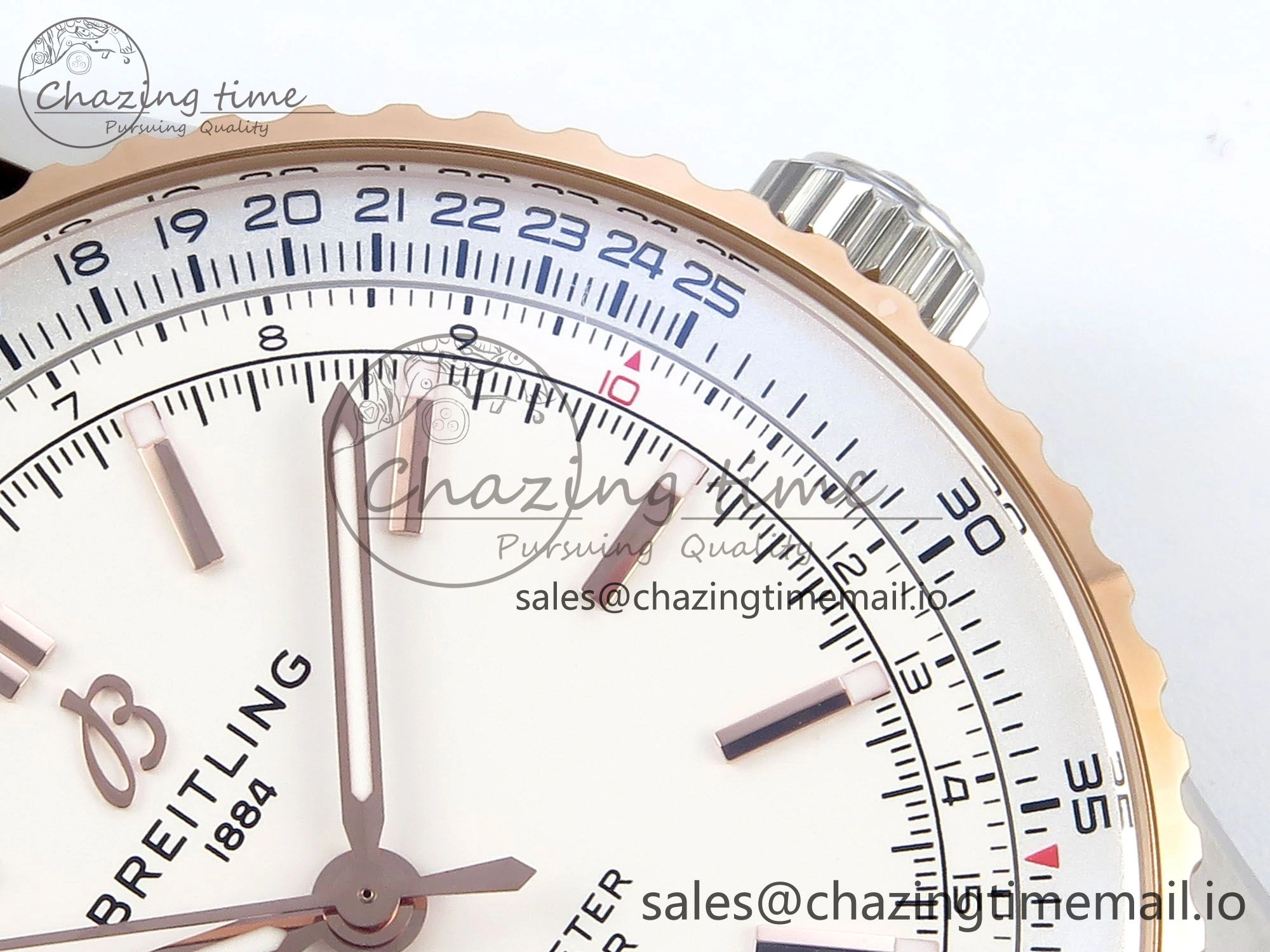 Navitimer 1 RG SS 41mm TF 1:1 Best Edition White Bezel White Dial on Brown Leather Strap A2824