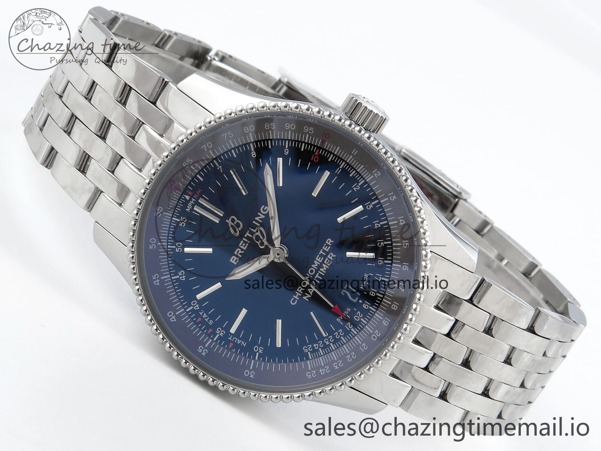 Navitimer 1 SS 38mm TF 1:1 Best Edition Black Bezel Black Dial on SS Bracelet A2824
