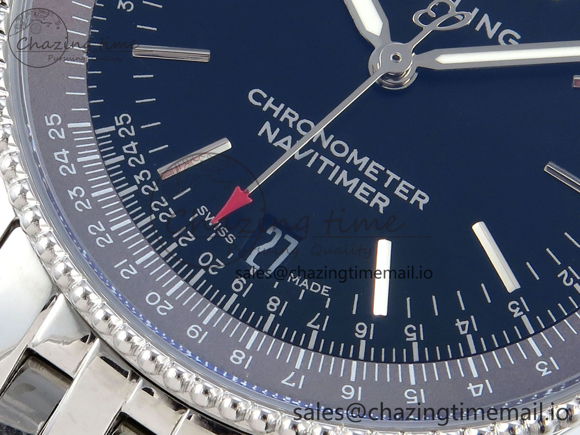 Navitimer 1 SS 38mm TF 1:1 Best Edition Black Bezel Black Dial on SS Bracelet A2824