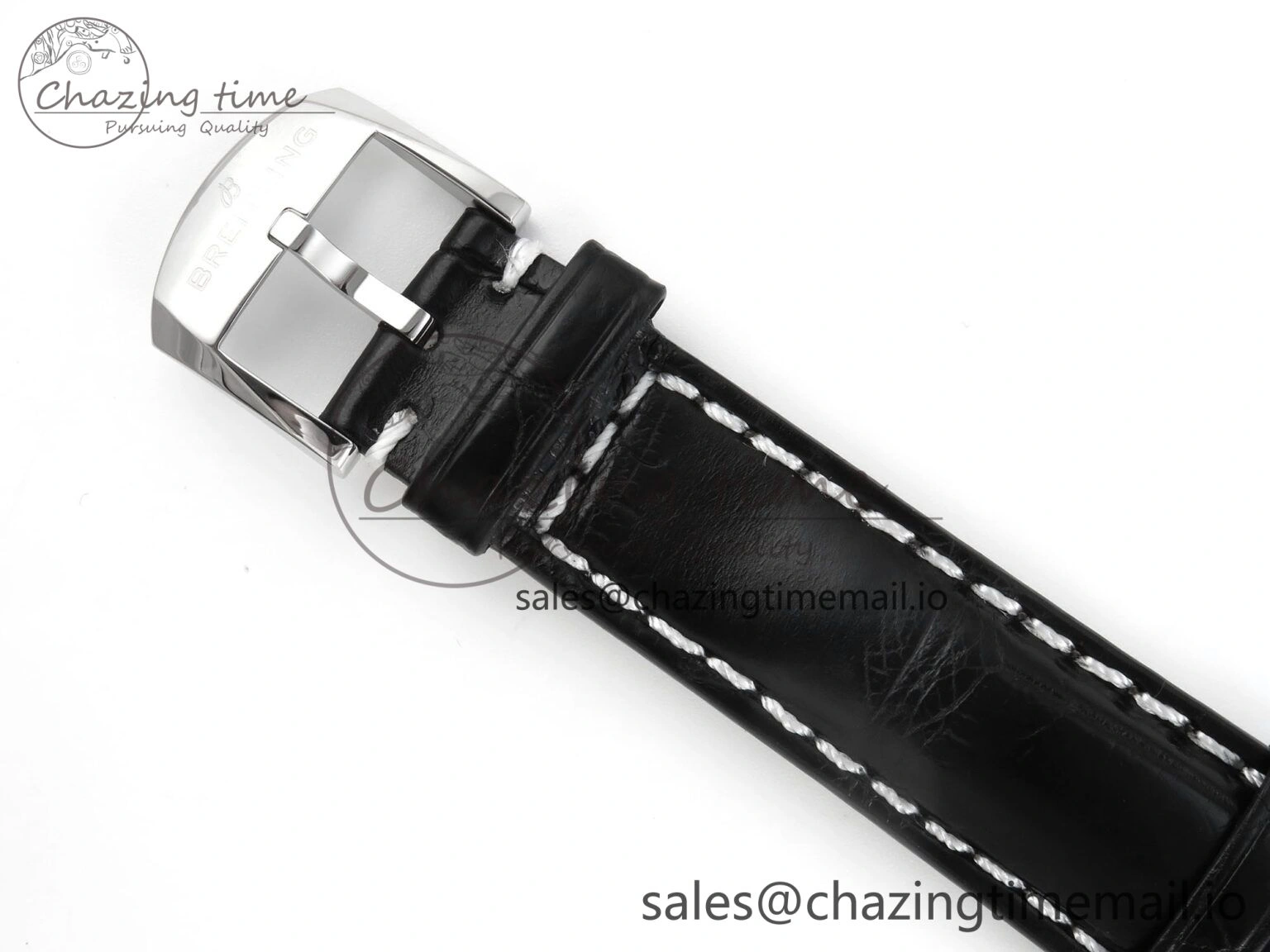 Navitimer 1 SS 38mm TF 1:1 Best Edition Black Bezel Blue Dial on Black Leather Strap A2824