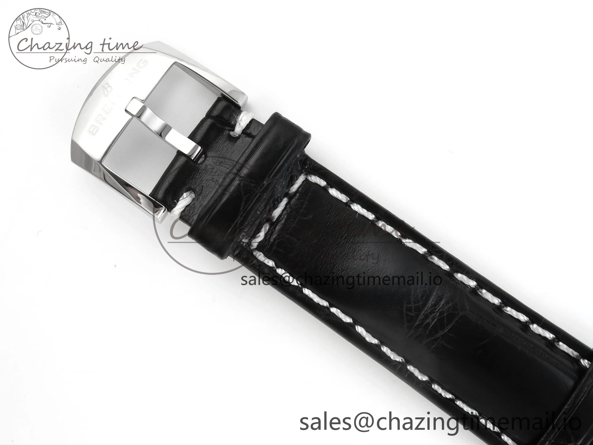 Navitimer 1 SS 38mm TF 1:1 Best Edition Black Bezel Blue Dial on Black Leather Strap A2824