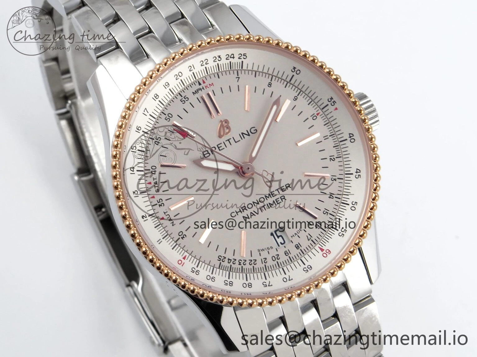 Navitimer 1 SS 38mm TF 1:1 Best Edition RG Bezel White Dial on SS Bracelet A2824