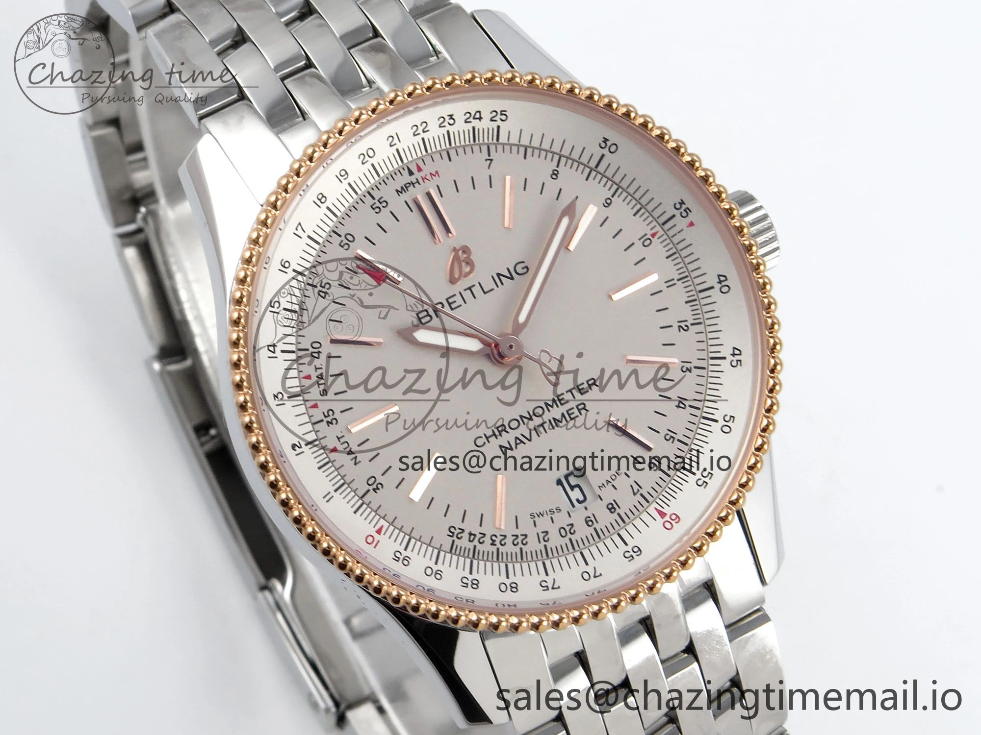 Navitimer 1 SS 38mm TF 1:1 Best Edition RG Bezel White Dial on SS Bracelet A2824