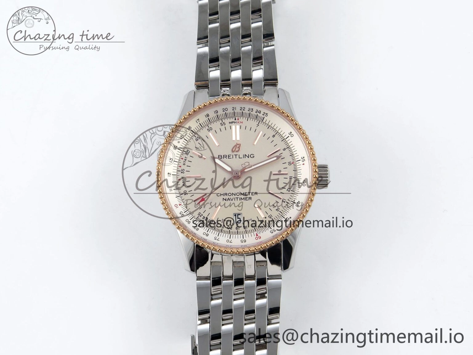 Navitimer 1 SS 38mm TF 1:1 Best Edition RG Bezel White Dial on SS Bracelet A2824