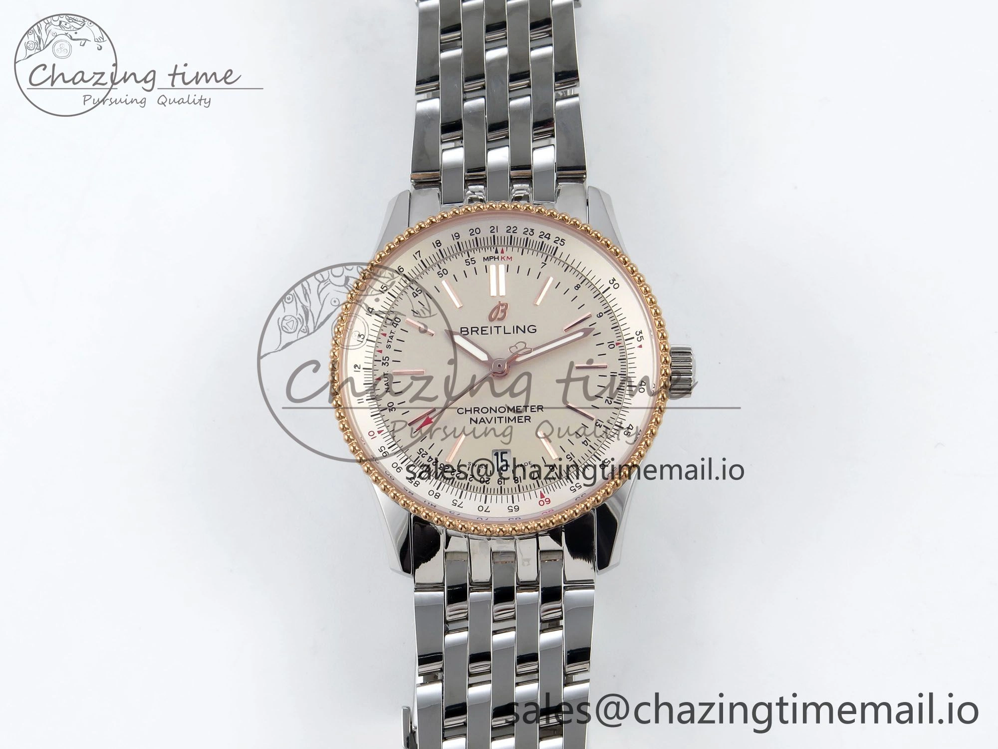 Navitimer 1 SS 38mm TF 1:1 Best Edition RG Bezel White Dial on SS Bracelet A2824