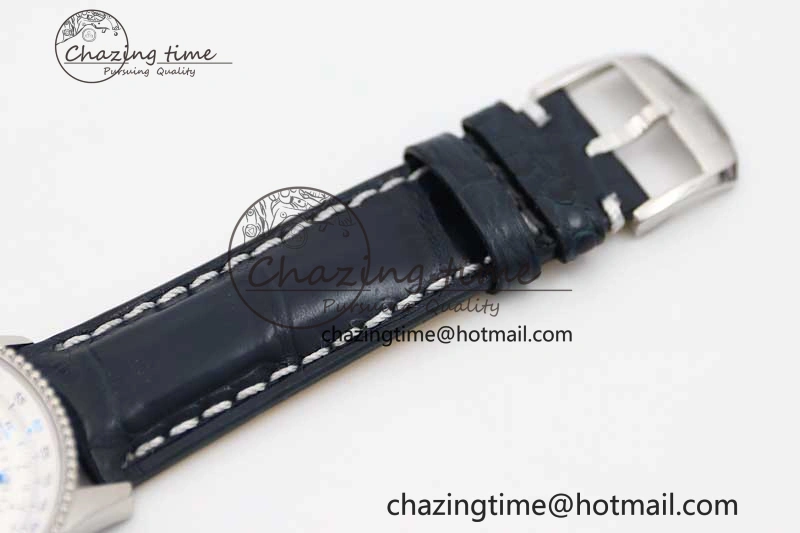 Navitimer 1 SS 38mm TF 1:1 Best Edition SS Bezel White Dial on Blue Croco Strap A2824