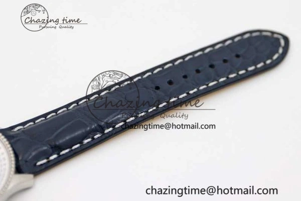 Navitimer 1 SS 38mm TF 1:1 Best Edition SS Bezel White Dial on Blue Croco Strap A2824