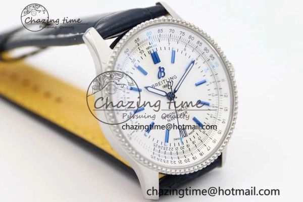 Navitimer 1 SS 38mm TF 1:1 Best Edition SS Bezel White Dial on Blue Croco Strap A2824