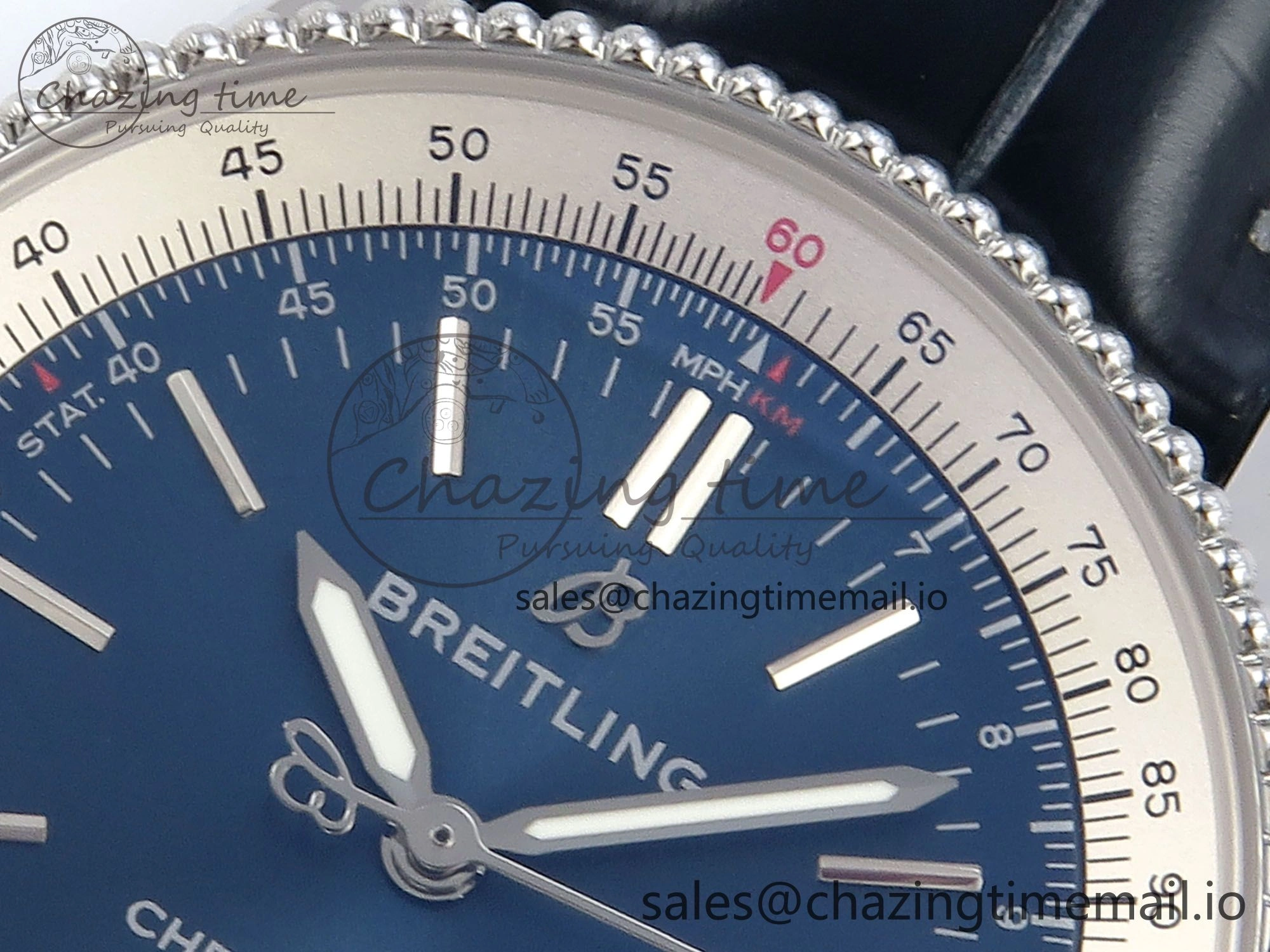 Navitimer 1 SS 38mm TF 1:1 Best Edition White Bezel Blue Dial on Blue Leather Strap A2824