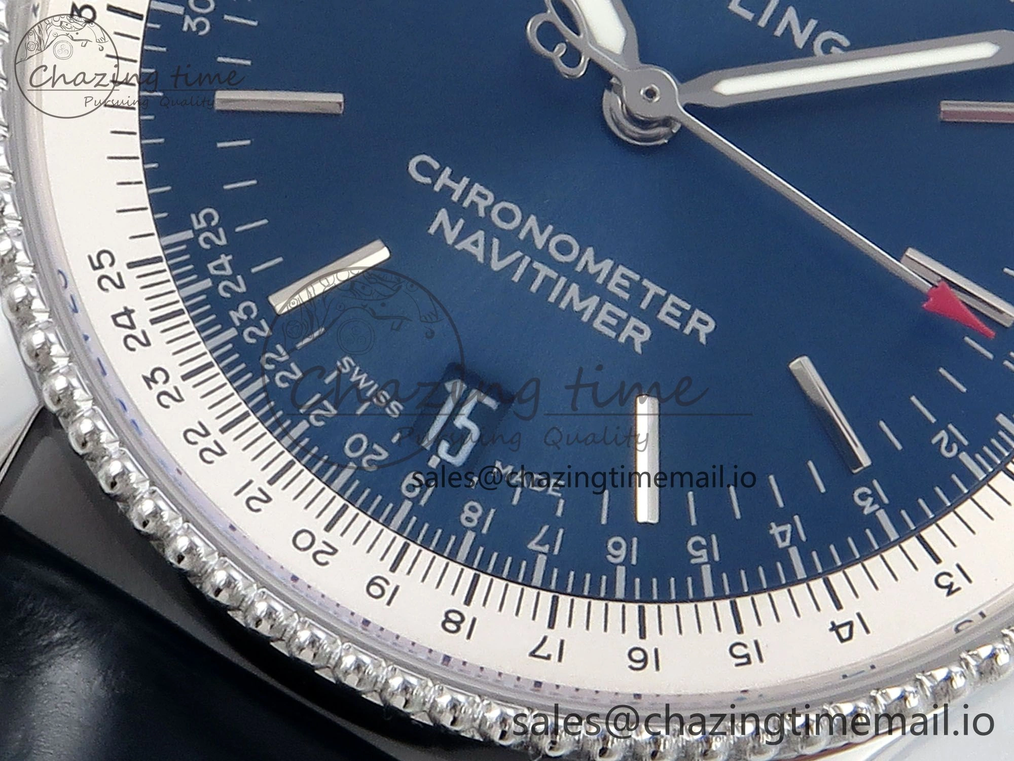 Navitimer 1 SS 38mm TF 1:1 Best Edition White Bezel Blue Dial on Blue Leather Strap A2824