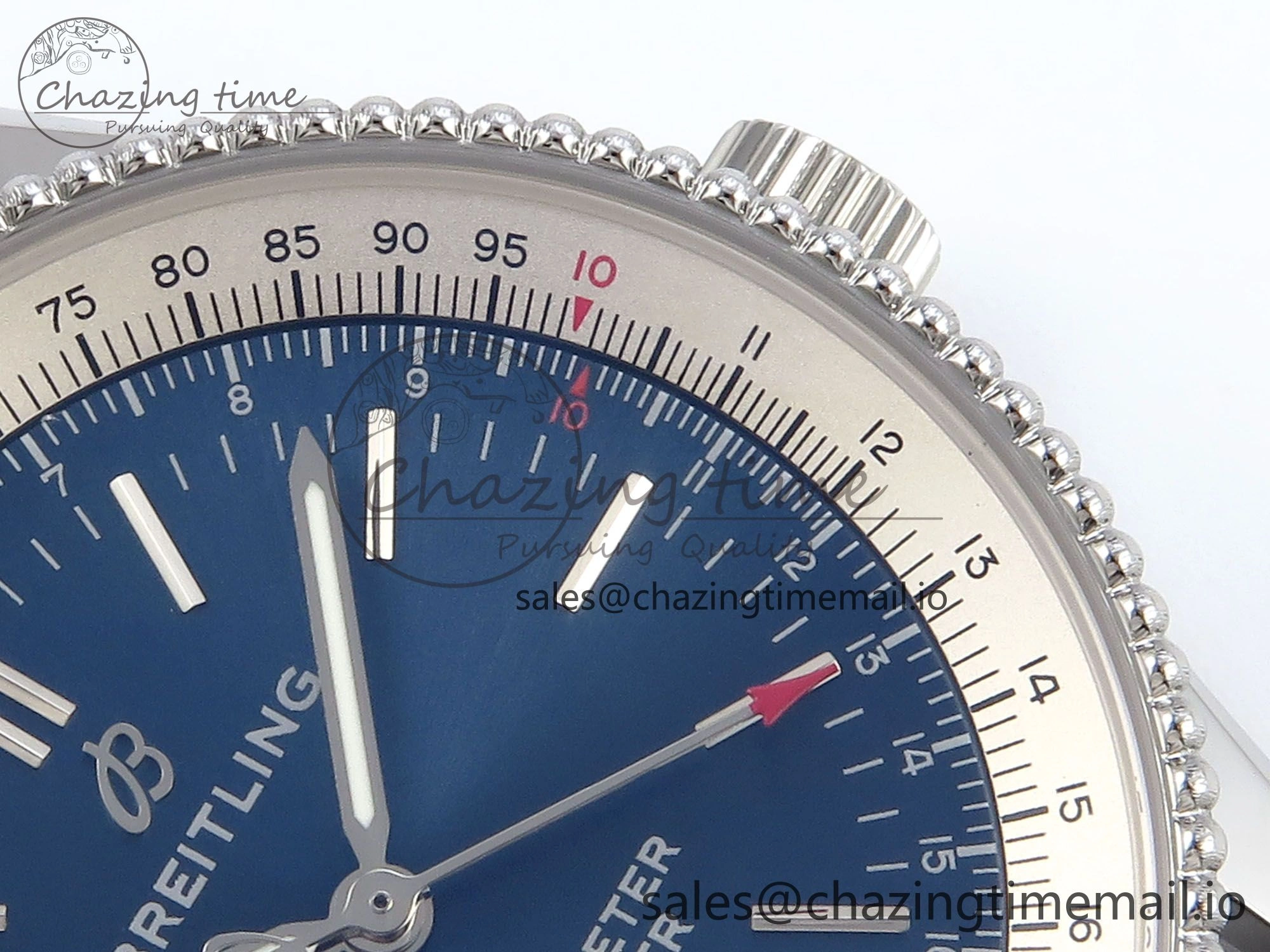 Navitimer 1 SS 38mm TF 1:1 Best Edition White Bezel Blue Dial on Blue Leather Strap A2824
