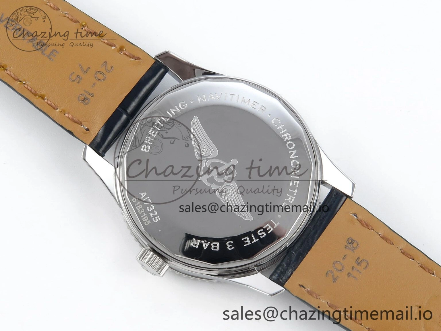 Navitimer 1 SS 38mm TF 1:1 Best Edition White Bezel Blue Dial on Blue Leather Strap A2824