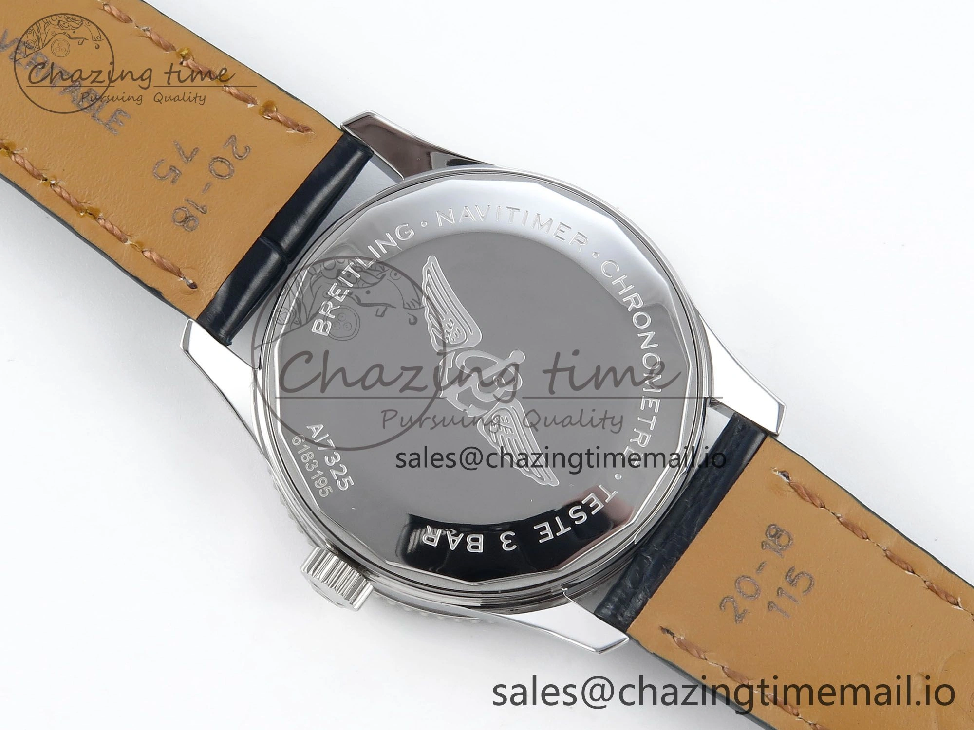 Navitimer 1 SS 38mm TF 1:1 Best Edition White Bezel Blue Dial on Blue Leather Strap A2824