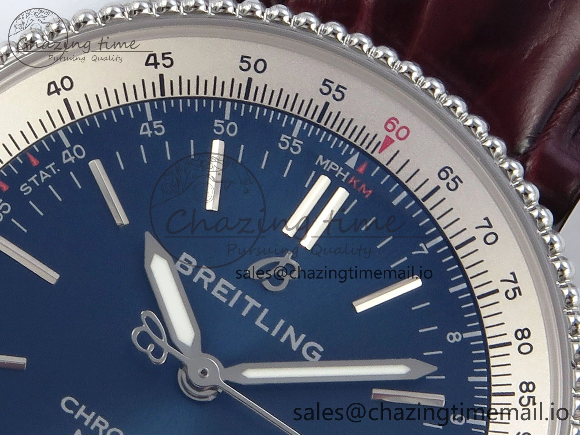 Navitimer 1 SS 38mm TF 1:1 Best Edition White Bezel Blue Dial on Brown Leather Strap A2824