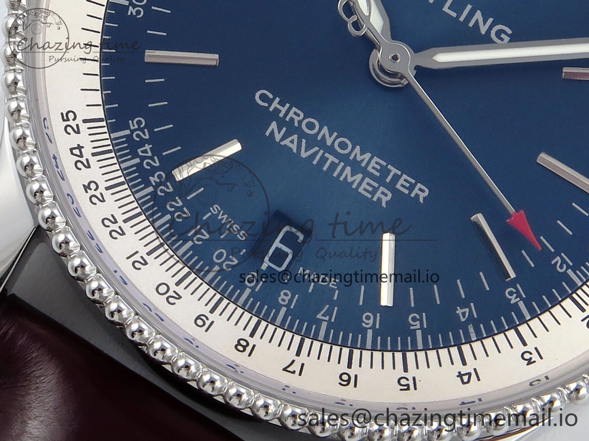 Navitimer 1 SS 38mm TF 1:1 Best Edition White Bezel Blue Dial on Brown Leather Strap A2824