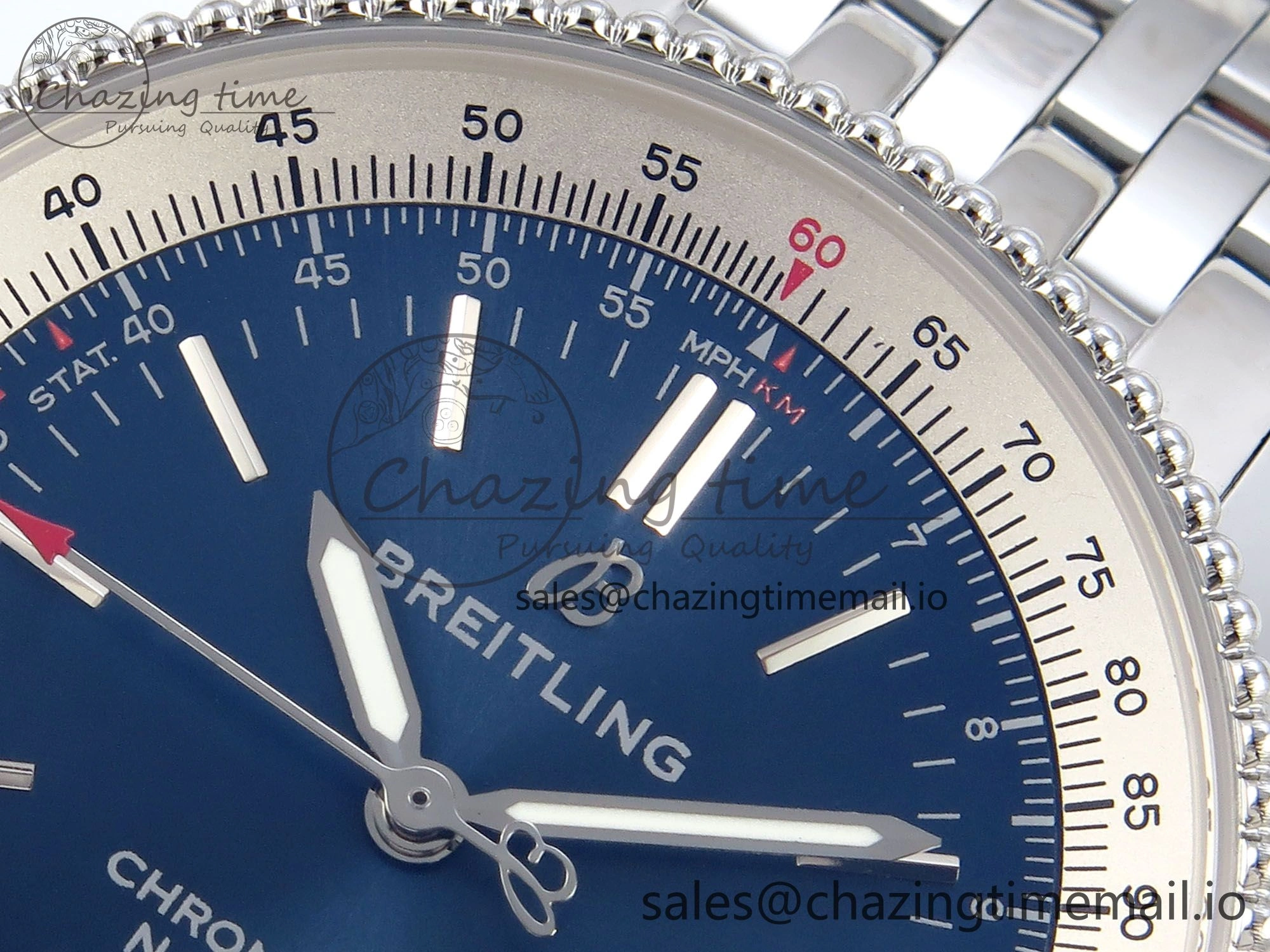 Navitimer 1 SS 38mm TF 1:1 Best Edition White Bezel Blue Dial on SS Bracelet A2824