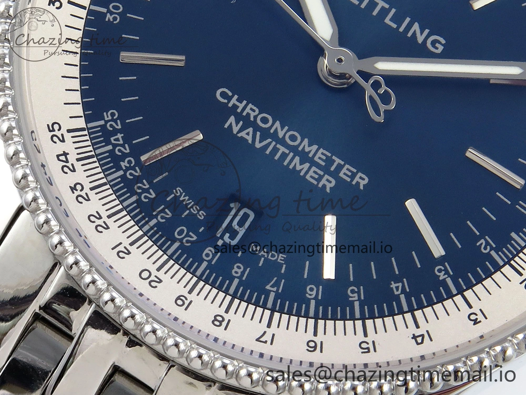 Navitimer 1 SS 38mm TF 1:1 Best Edition White Bezel Blue Dial on SS Bracelet A2824