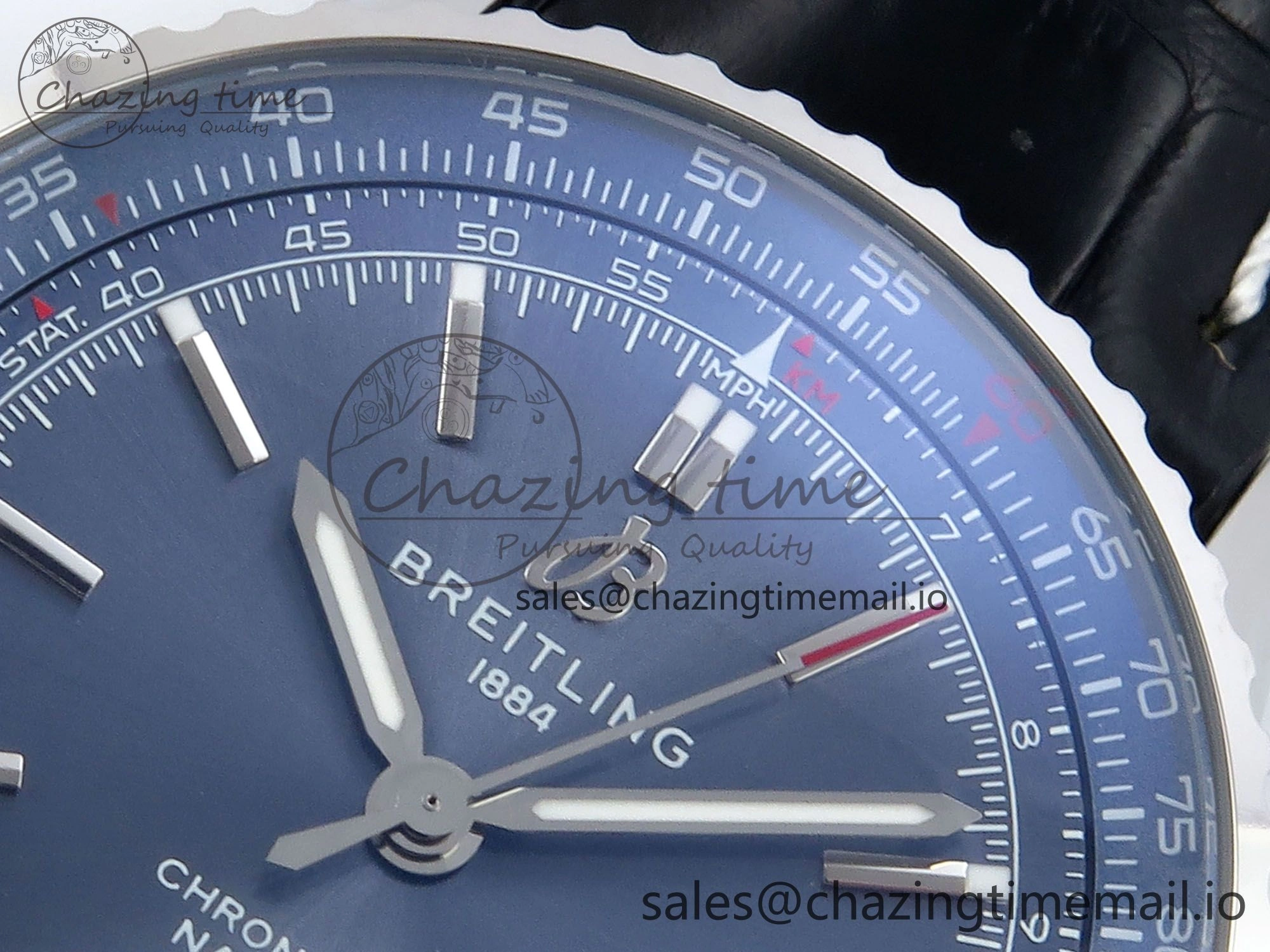 Navitimer 1 SS 41mm TF 1:1 Best Edition Blue Bezel Blue Dial on Black Leather Strap A2824