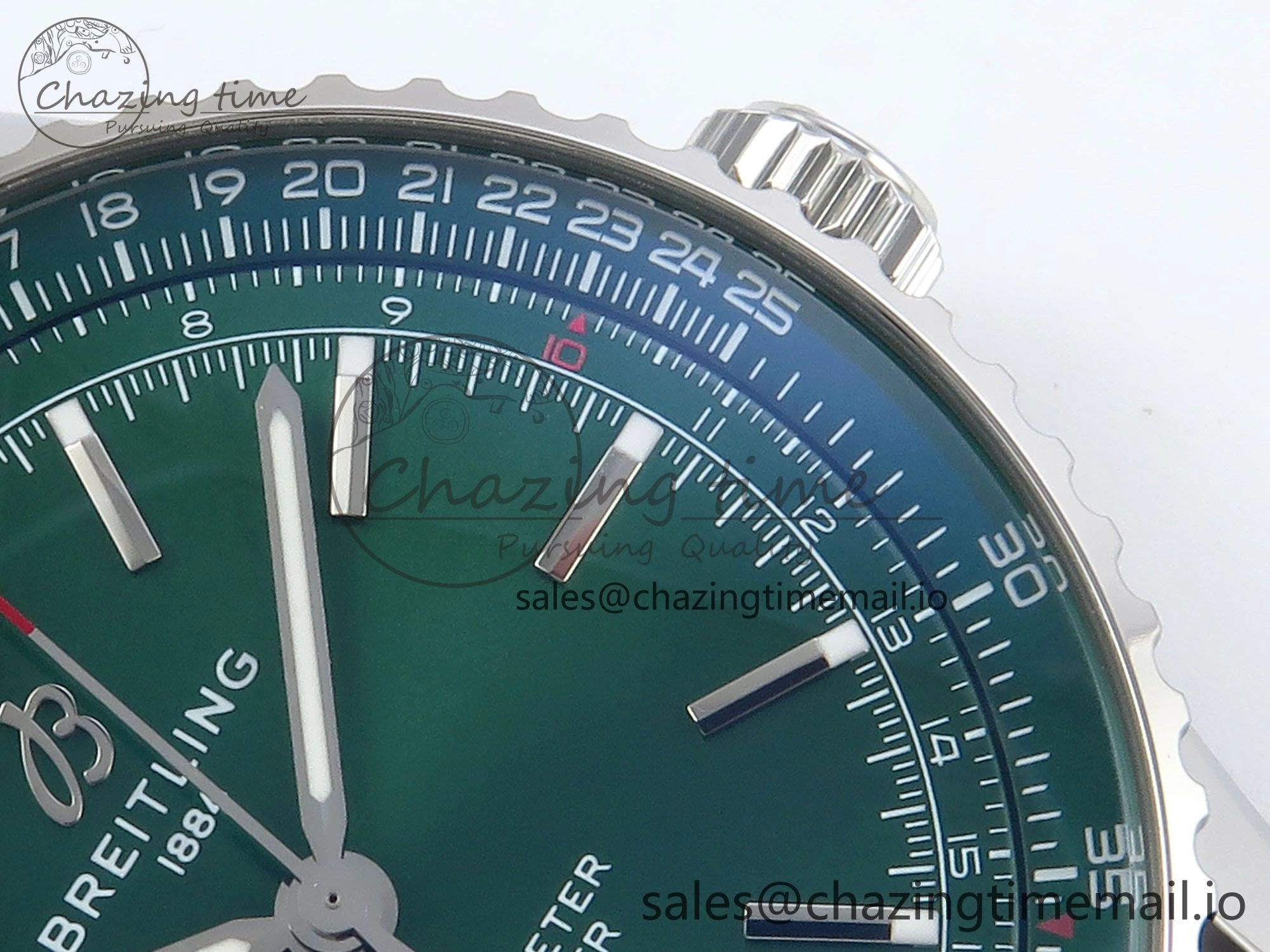 Navitimer 1 SS 41mm TF 1:1 Best Edition Green Bezel Green Dial on Black Leather Strap A2824