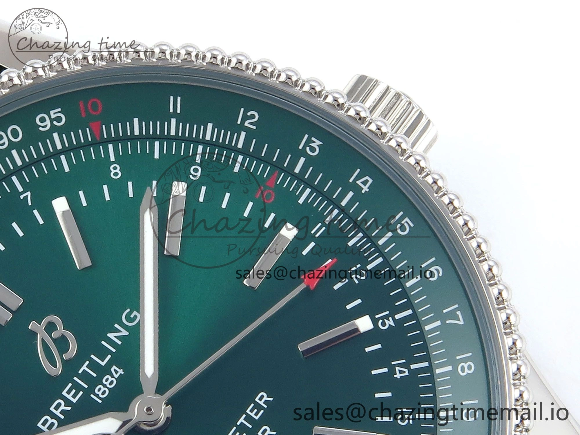 Navitimer 1 SS 41mm TF 1:1 Best Edition Green Bezel Green Dial on Green Leather Strap A2824