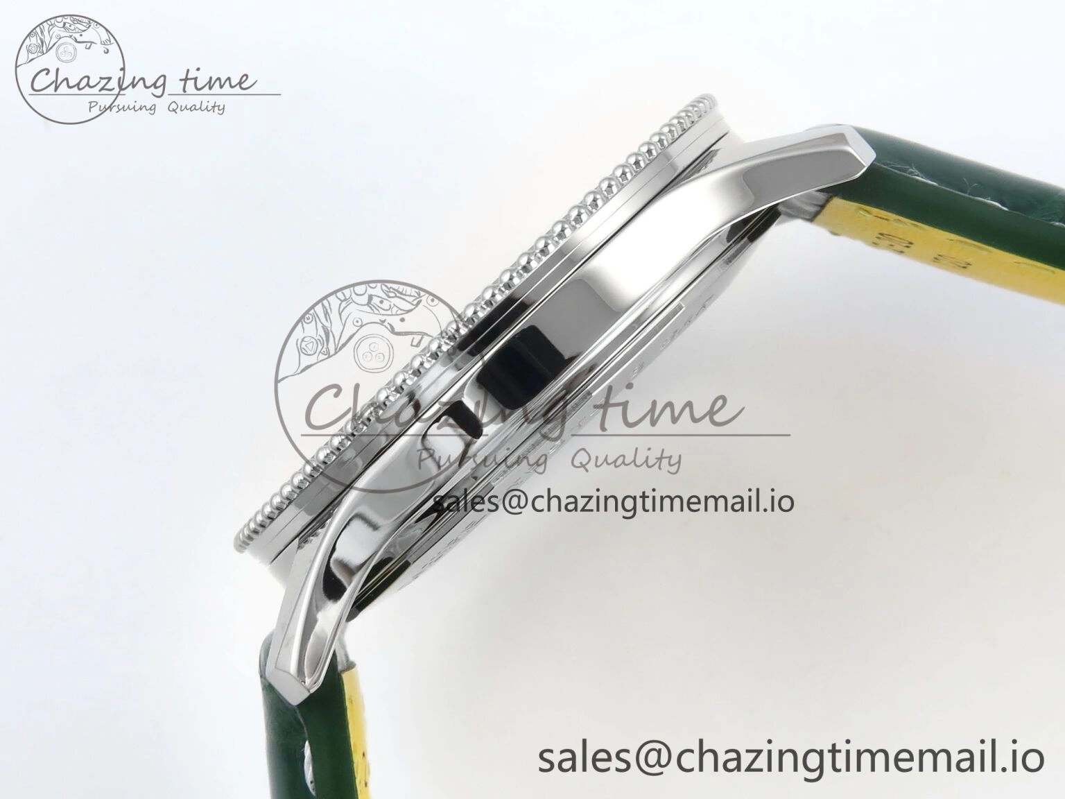 Navitimer 1 SS 41mm TF 1:1 Best Edition Green Bezel Green Dial on Green Leather Strap A2824
