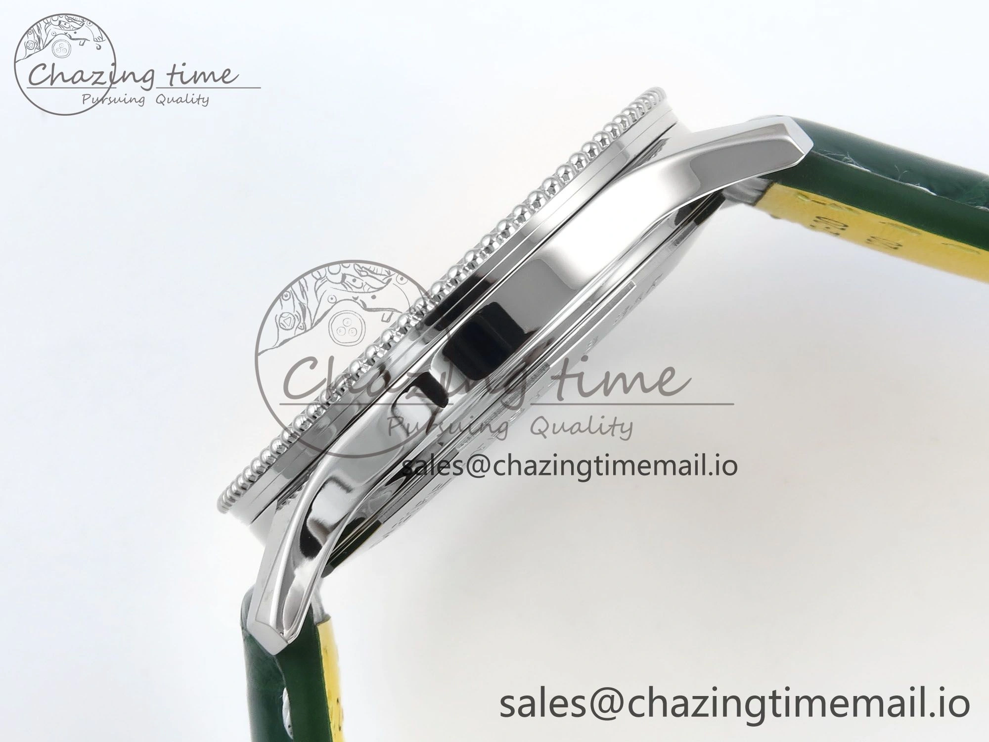 Navitimer 1 SS 41mm TF 1:1 Best Edition Green Bezel Green Dial on Green Leather Strap A2824