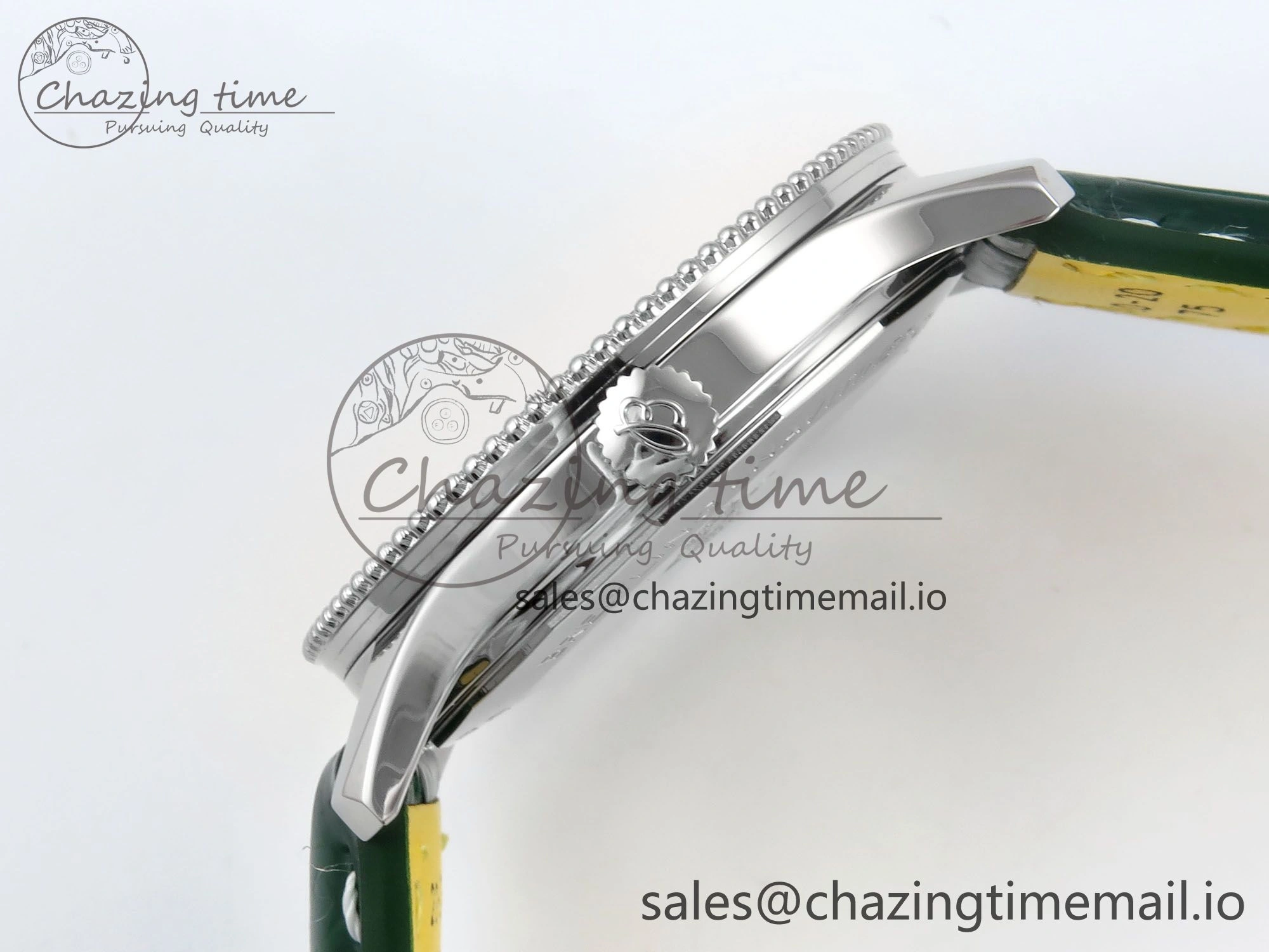 Navitimer 1 SS 41mm TF 1:1 Best Edition Green Bezel Green Dial on Green Leather Strap A2824