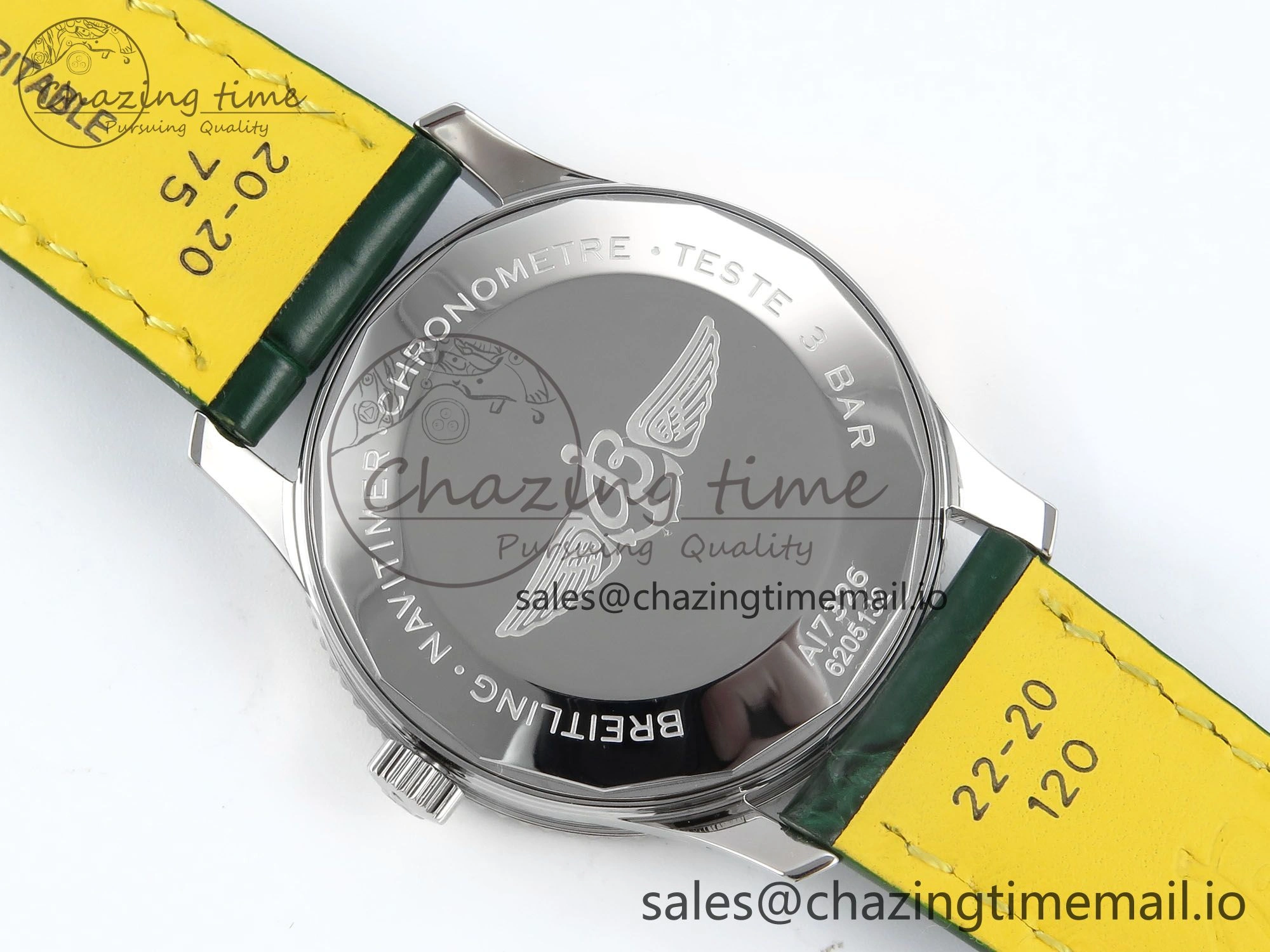 Navitimer 1 SS 41mm TF 1:1 Best Edition Green Bezel Green Dial on Green Leather Strap A2824