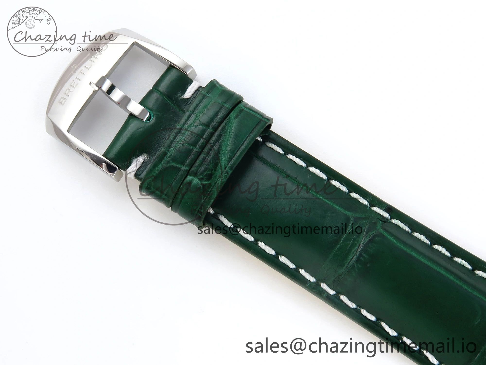 Navitimer 1 SS 41mm TF 1:1 Best Edition Green Bezel Green Dial on Green Leather Strap A2824
