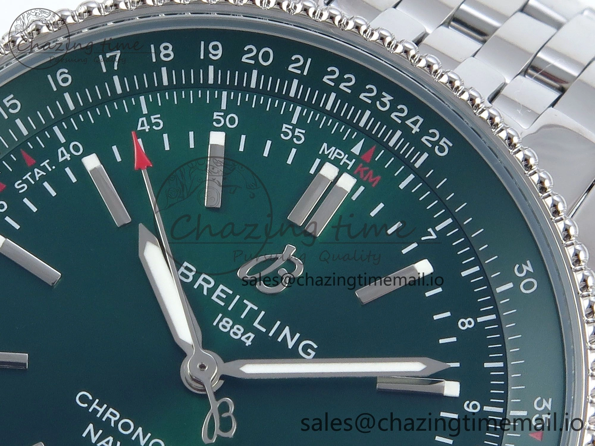 Navitimer 1 SS 41mm TF 1:1 Best Edition SS Bezel Green Dial on SS Bracelet A2824