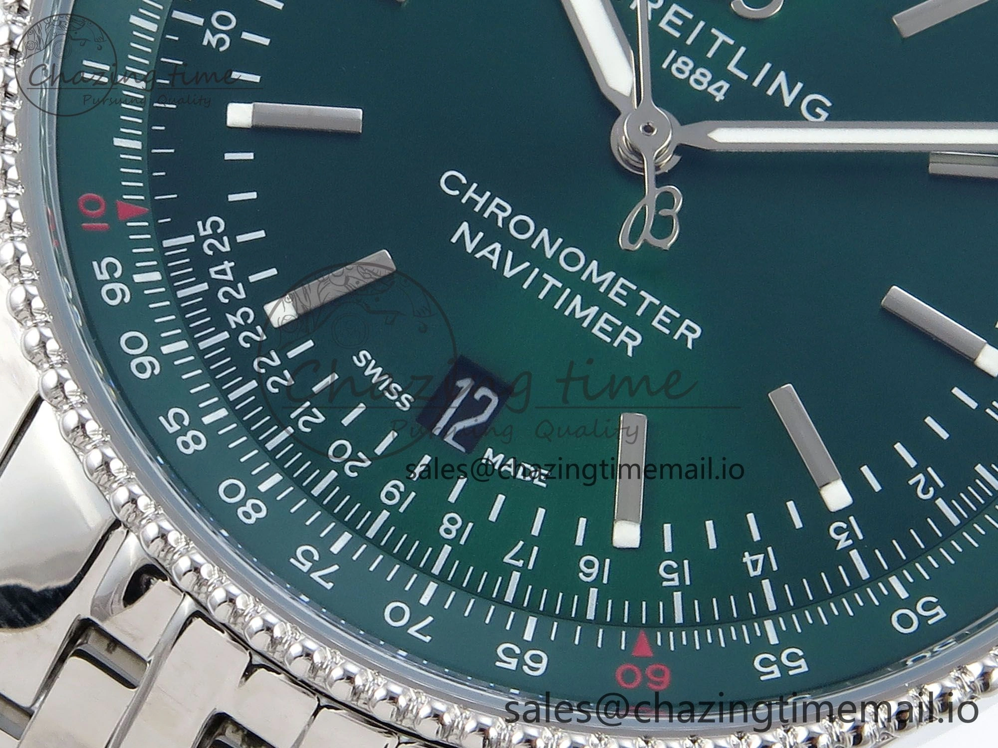 Navitimer 1 SS 41mm TF 1:1 Best Edition SS Bezel Green Dial on SS Bracelet A2824