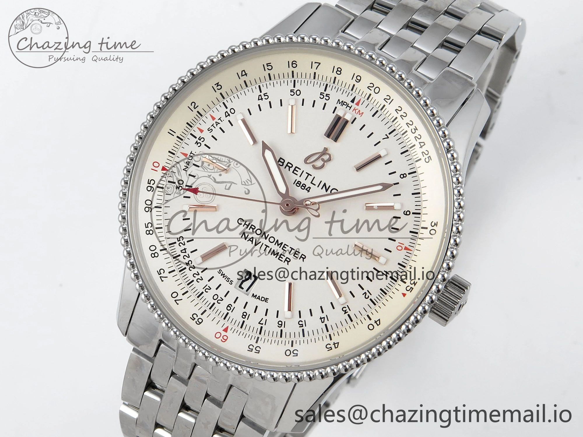 Navitimer 1 SS 41mm TF 1:1 Best Edition SS Bezel White Dial on SS Bracelet A2824
