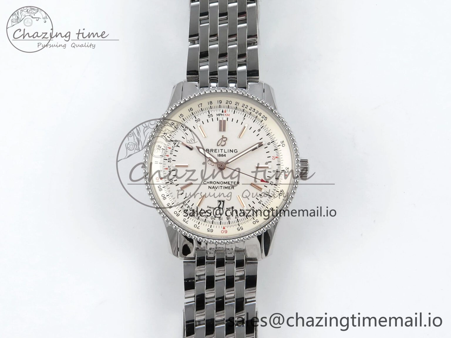 Navitimer 1 SS 41mm TF 1:1 Best Edition SS Bezel White Dial on SS Bracelet A2824