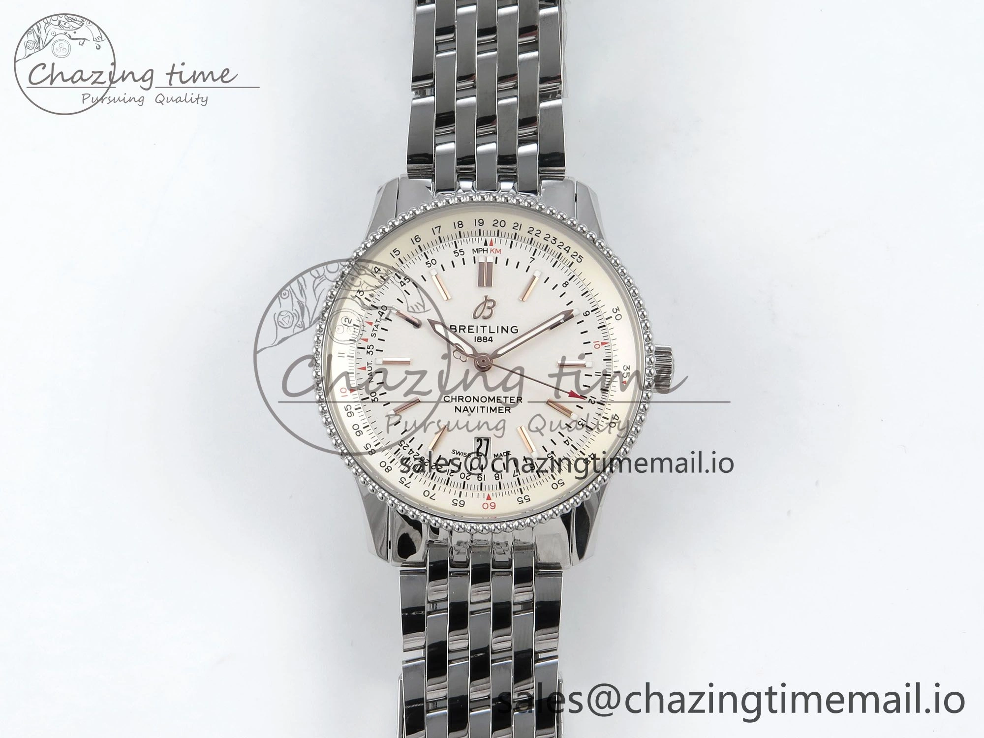 Navitimer 1 SS 41mm TF 1:1 Best Edition SS Bezel White Dial on SS Bracelet A2824