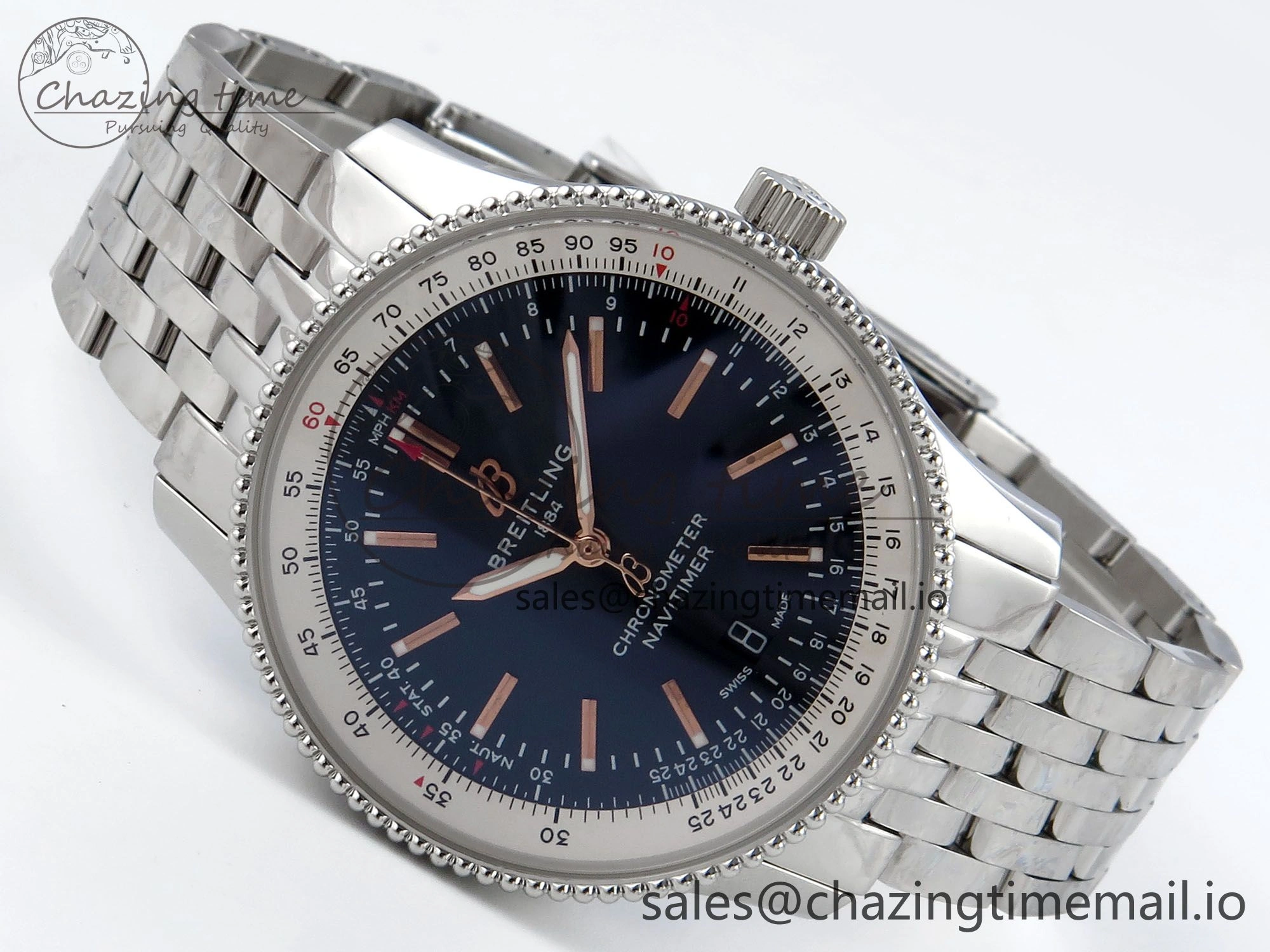 Navitimer 1 SS 41mm TF 1:1 Best Edition White Bezel Black Dial on SS Bracelet A2824