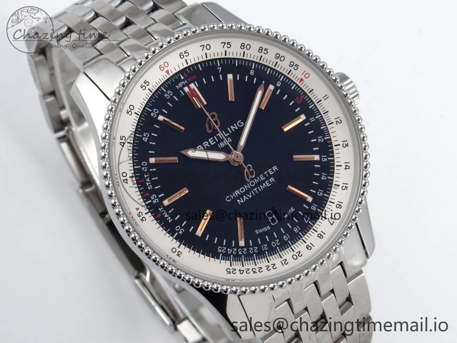 Navitimer 1 SS 41mm TF 1:1 Best Edition White Bezel Black Dial on SS Bracelet A2824