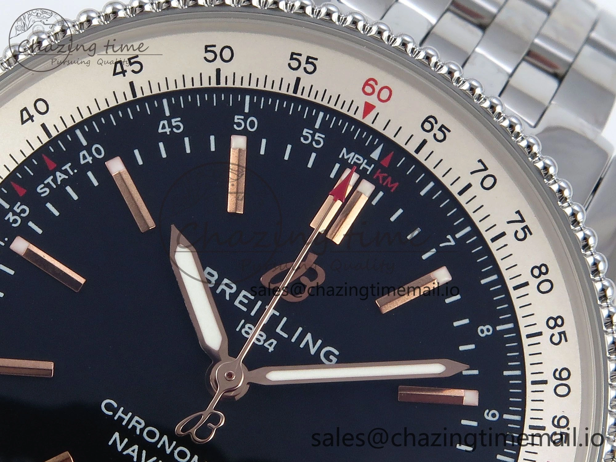 Navitimer 1 SS 41mm TF 1:1 Best Edition White Bezel Black Dial on SS Bracelet A2824