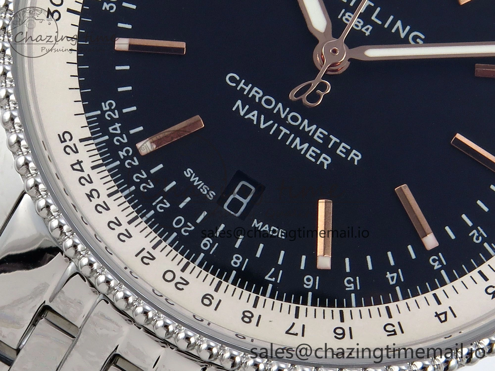 Navitimer 1 SS 41mm TF 1:1 Best Edition White Bezel Black Dial on SS Bracelet A2824