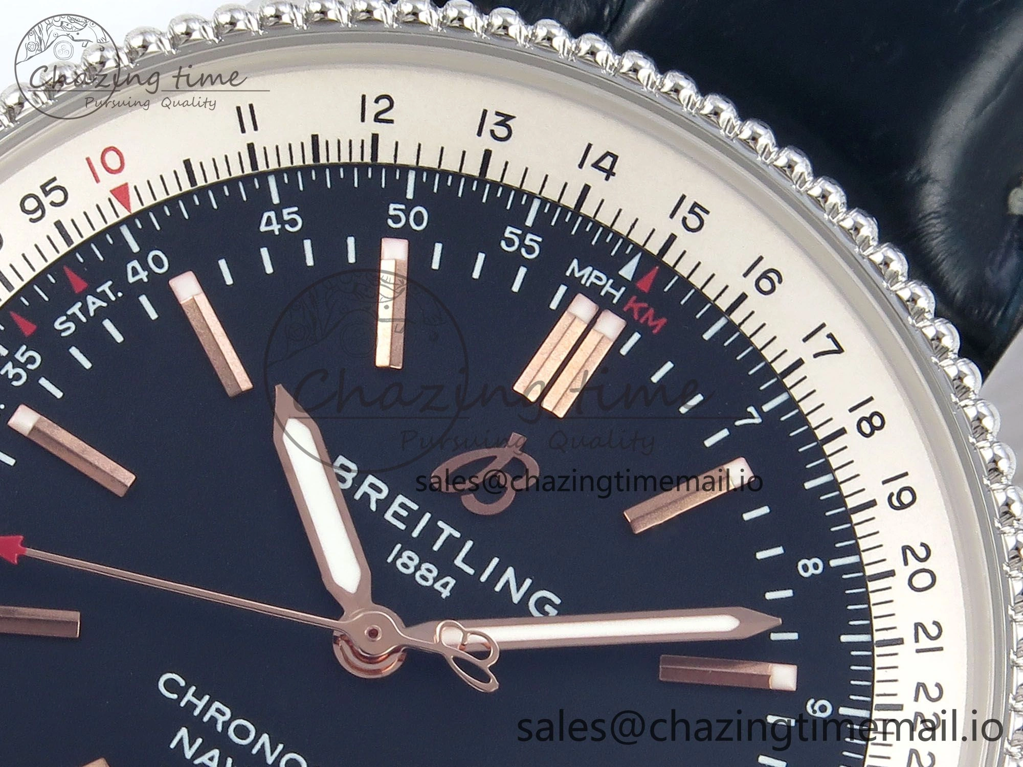 Navitimer 1 SS 41mm TF 1:1 Best Edition White Bezel Blue Dial on Black Leather Strap A2824