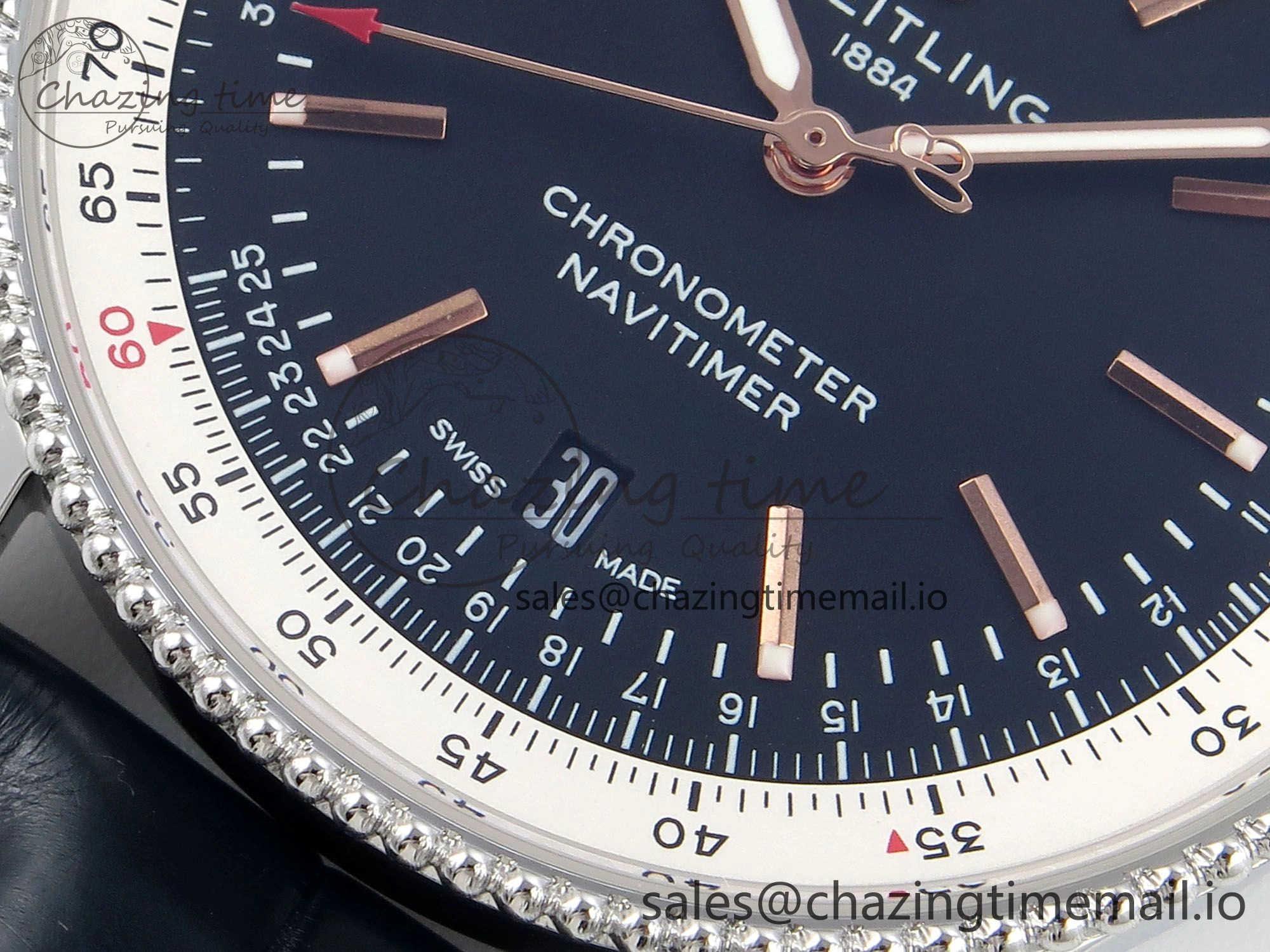 Navitimer 1 SS 41mm TF 1:1 Best Edition White Bezel Blue Dial on Black Leather Strap A2824