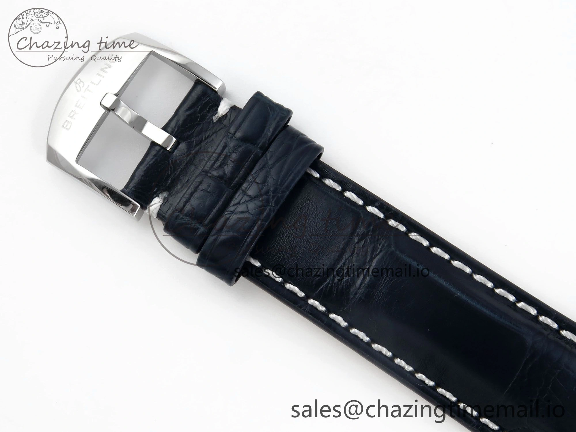 Navitimer 1 SS 41mm TF 1:1 Best Edition White Bezel Blue Dial on Black Leather Strap A2824