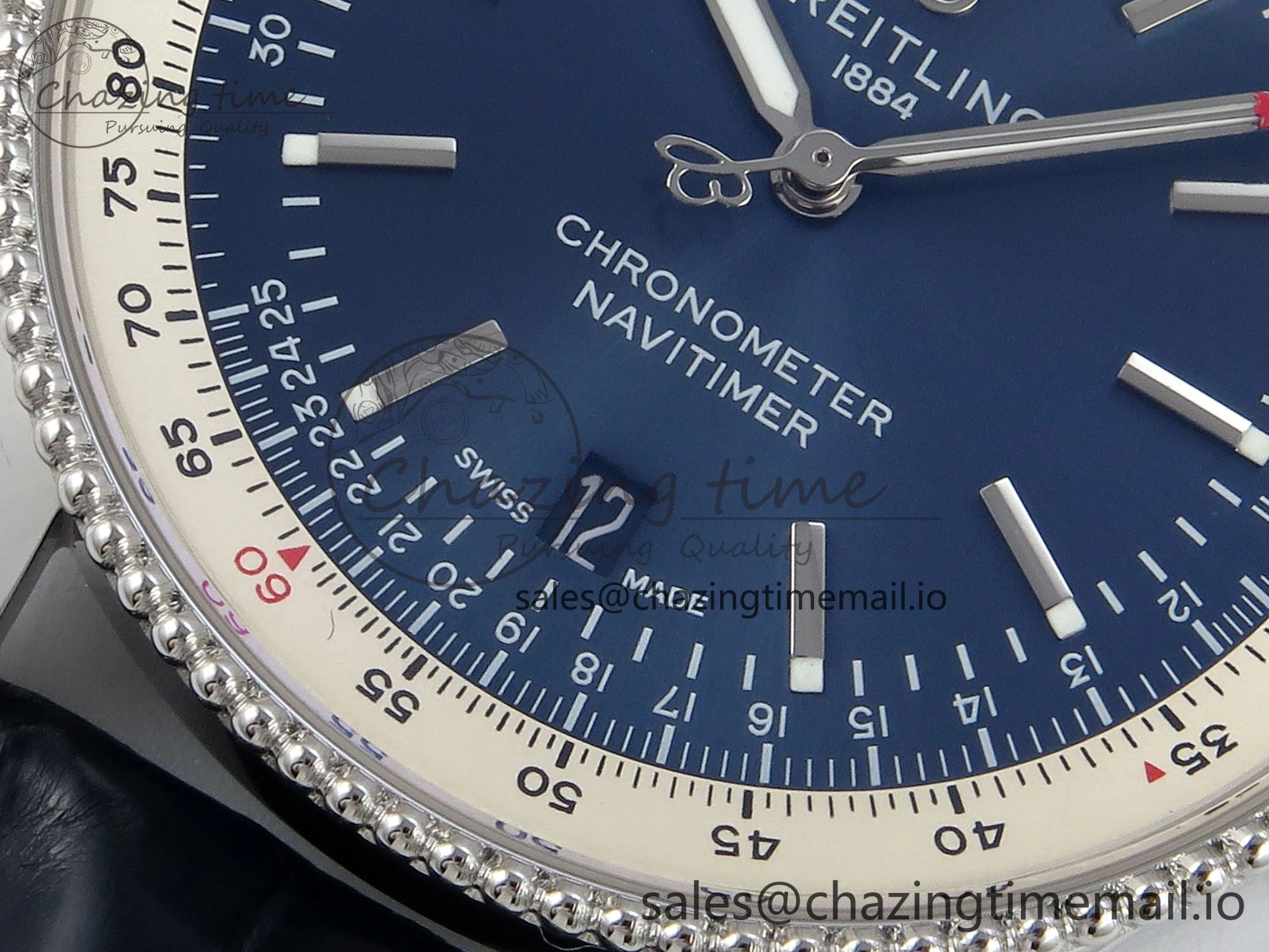 Navitimer 1 SS 41mm TF 1:1 Best Edition White Bezel Blue Dial on Blue Leather Strap A2824