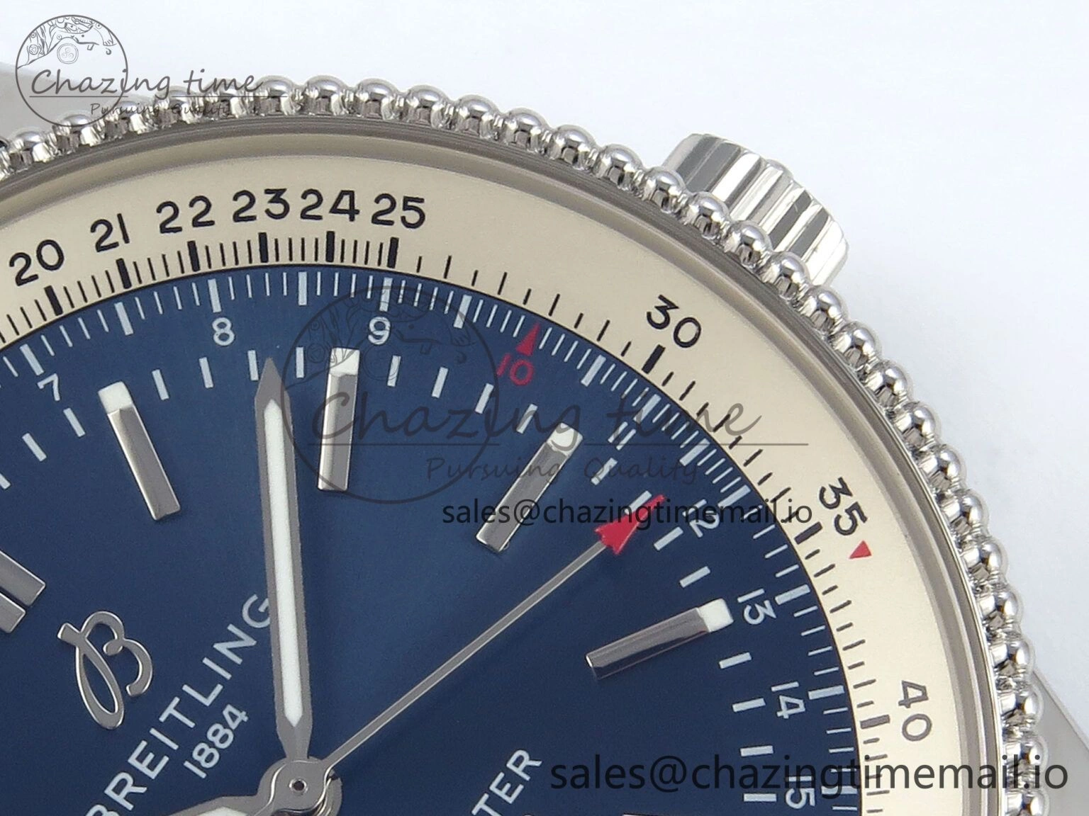 Navitimer 1 SS 41mm TF 1:1 Best Edition White Bezel Blue Dial on Blue Leather Strap A2824