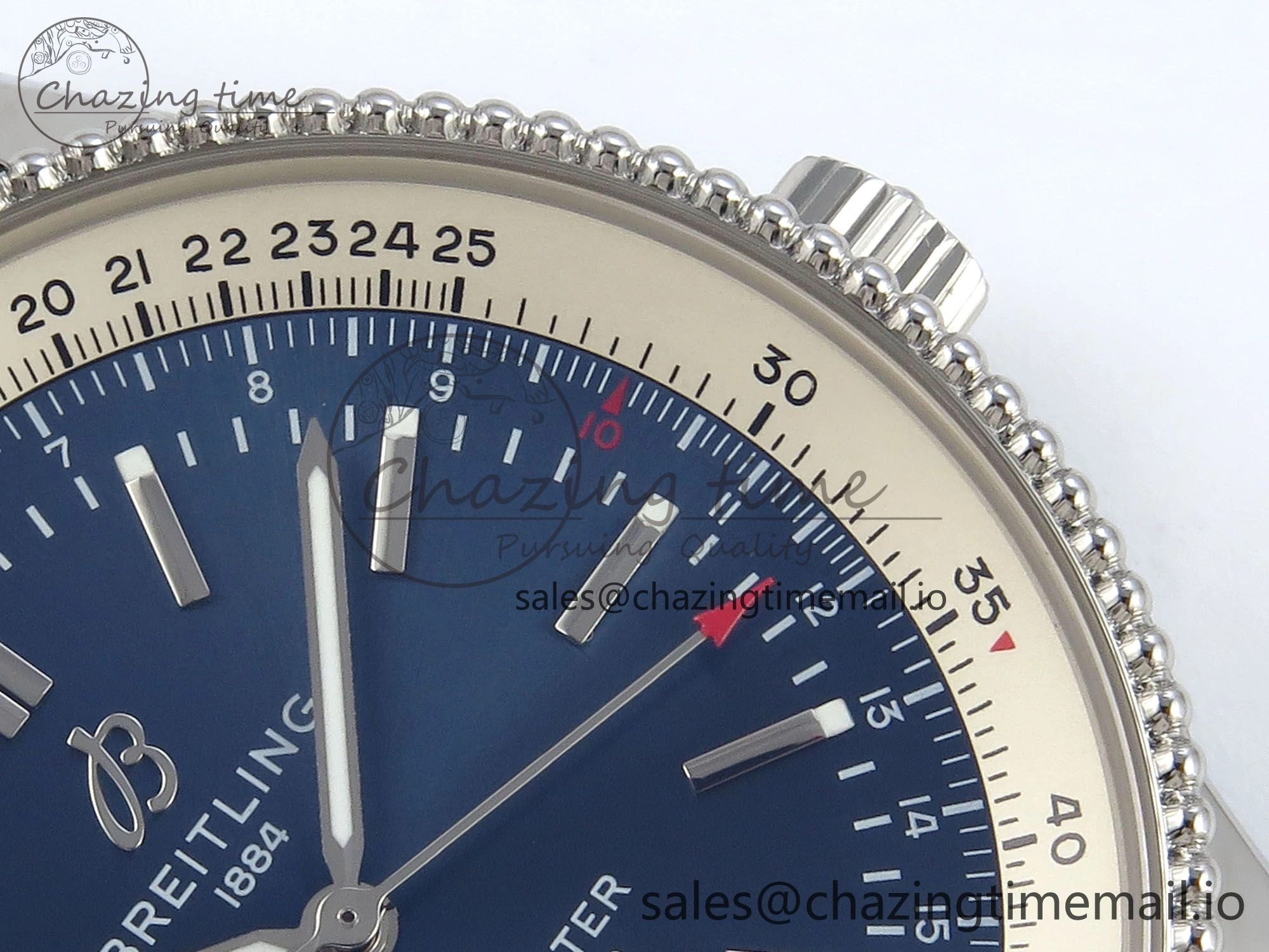Navitimer 1 SS 41mm TF 1:1 Best Edition White Bezel Blue Dial on Blue Leather Strap A2824