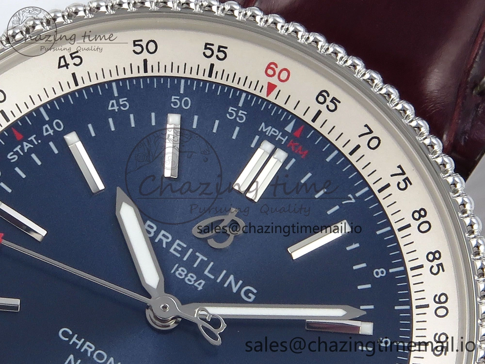 Navitimer 1 SS 41mm TF 1:1 Best Edition White Bezel Blue Dial on Brown Leather Strap A2824