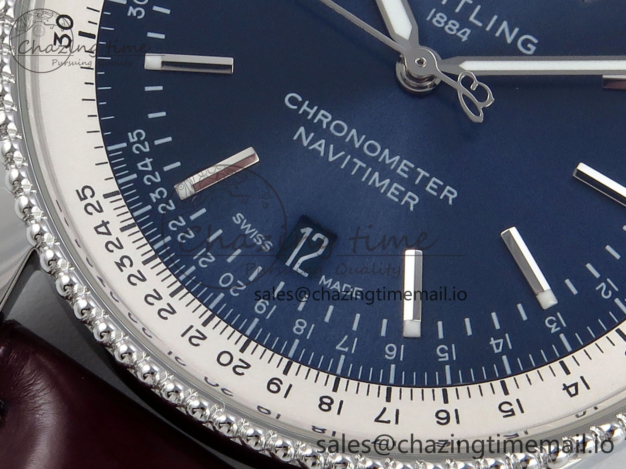 Navitimer 1 SS 41mm TF 1:1 Best Edition White Bezel Blue Dial on Brown Leather Strap A2824