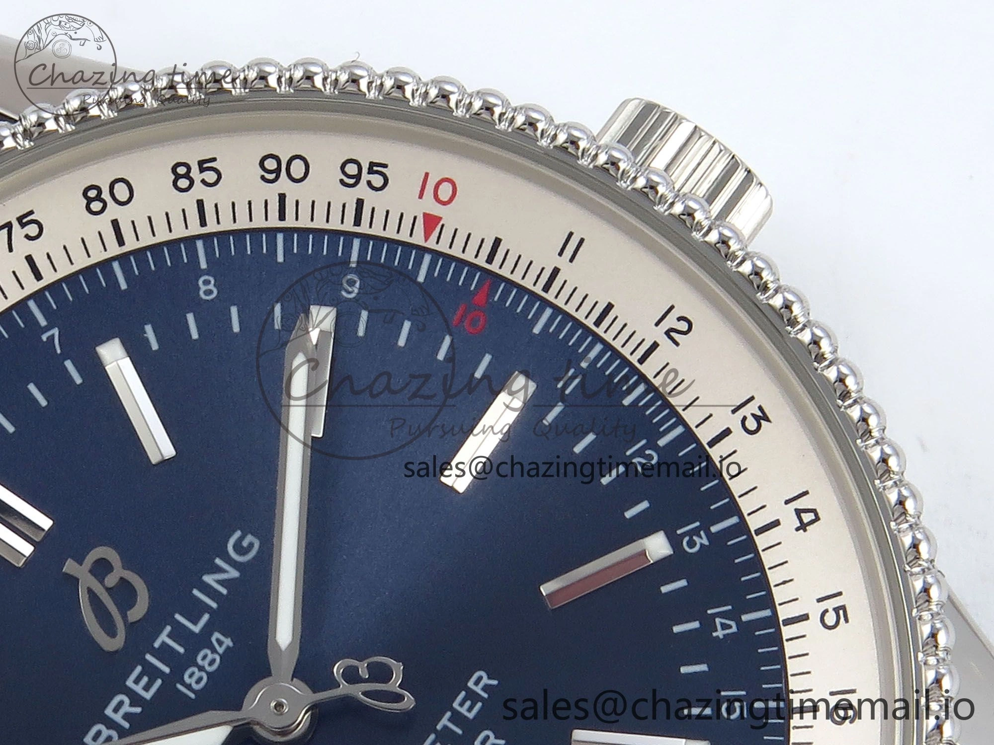 Navitimer 1 SS 41mm TF 1:1 Best Edition White Bezel Blue Dial on Brown Leather Strap A2824