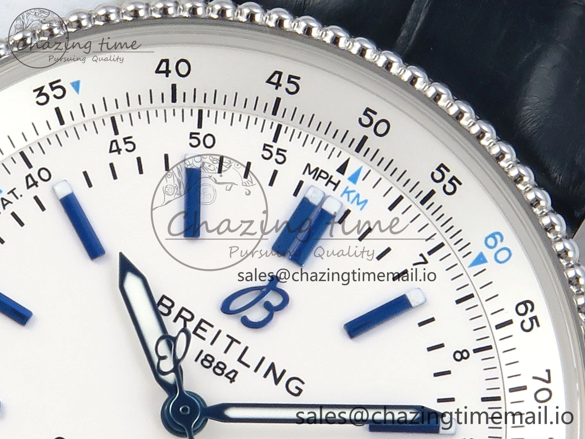 Navitimer 1 SS 41mm TF 1:1 Best Edition White Bezel White Dial on Blue Leather Strap A2824