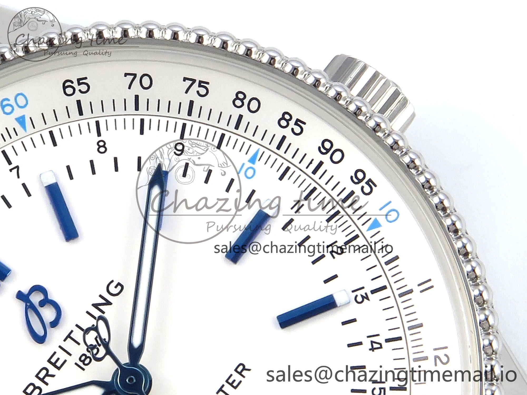 Navitimer 1 SS 41mm TF 1:1 Best Edition White Bezel White Dial on Blue Leather Strap A2824